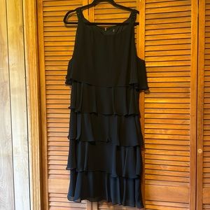Chiffon Black dress with layers size 2x beaded straps beautiful!!